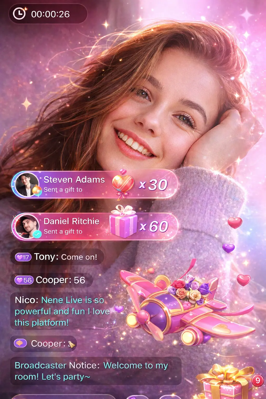 Nene Live App Interface